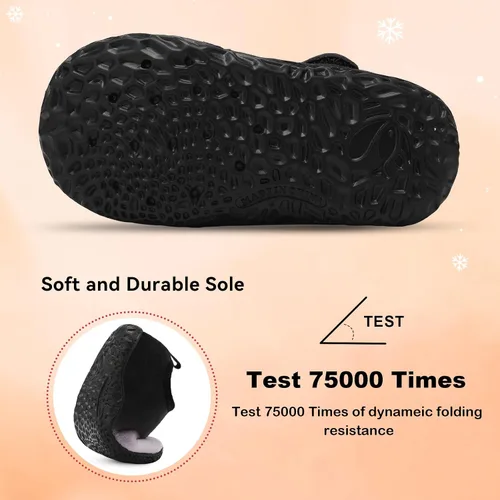 Vista 6 de JIASUQI Pantuflas mullidas para niños pequeños, zapatos cálidos para la casa para niños y niñas