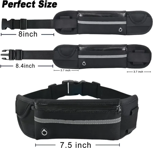 Vista 5 de Riñonera de cinturón para correr,Riñonera resistente al agua,Bolsa ajustable para correr, Negro -, Sencillo Rojo rosa