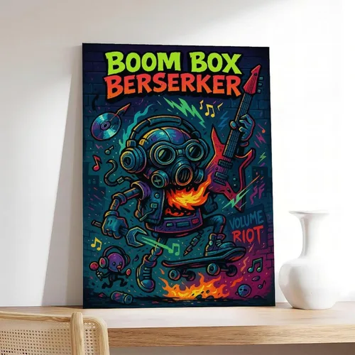 Vista 7 de KKAIO Boom Box, A Retro Sound Box by Crazy Audio Maniac, Is A Punk Street Pop Style Canvas Art Poster And Wall Art Picture Print Modern Family