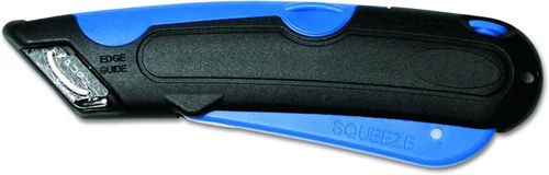 Vista 3 de COSCO 091508 Easycut - Cuchillo cortador con hoja autoretráctil con punta de seguridad, negro/azul