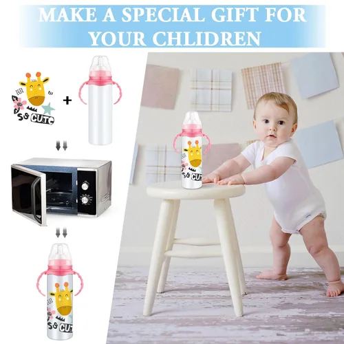 Vista 10 de Trelaco - 4 vasos de sublimación en blanco con asa de 8 onzas, vasos aislados al vacío de doble pared de acero inoxidable no tóxico, a prueba