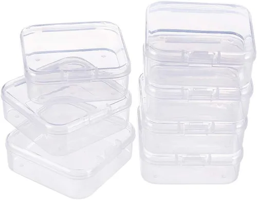 Vista 13 de BENECREAT Paquete de 24 contenedores cuadrados de plástico transparente de 1.38 x 1.38 x 0.7 pulgadas, con tapa para artículos, tapones