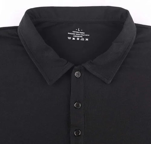 Vista 2 de Polo de manga larga para hombre, diseño de golf, ajuste muscular, algodón
