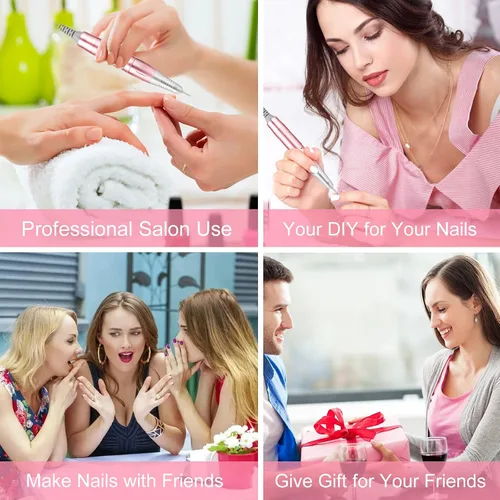 Vista 7 de Taladro de uñas eléctrico recargable de 35000 rpm, kit profesional portátil para acrílico, uñas de gel, manicura y pedicura, herramientas