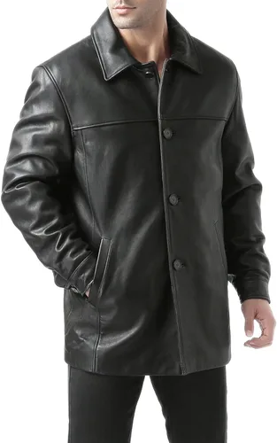 Vista 3 de BGSD Samuel - Abrigo de piel de cordero de Nueva Zelanda para hombre (regular, grande y alto y corto)