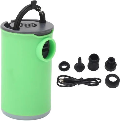 Vista 6 de Tiny Air Pump, Portable Mini Illuminated USB Rechargeable Air Pump with 5 Air Nozzles for Inflatable Bed Sofa (Green)
