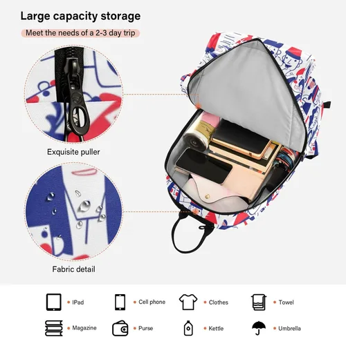 Vista 6 de Bolsa de tenis y bádminton lindo patrón resistente de personas cara feliz azul rojo deportes tenis bádminton bolsa para hombres mujeres tenis