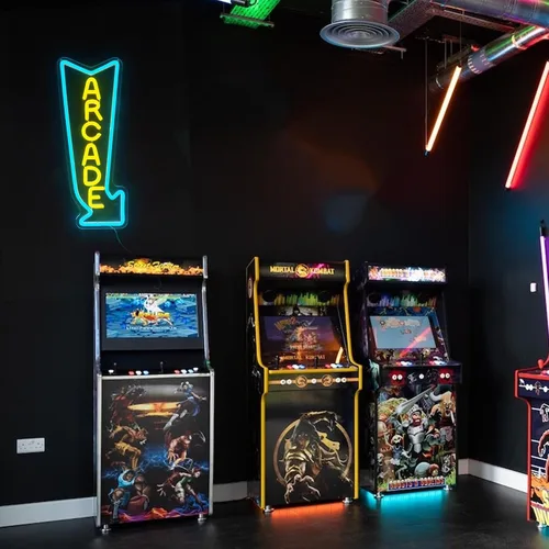 Vista 6 de Letrero de neón de arcade, luz LED, regulable, luces de juego para decoración de pared, alimentadas por USB, letrero de neón gaming para salas