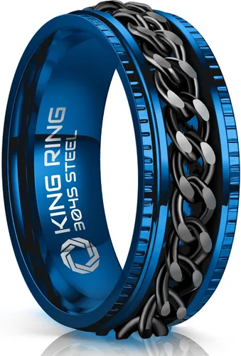 Vista 20 de King Ring 8mm Super Spinner Stainless Steel Fidget Rings – Designed in USA Negro