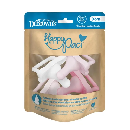 Vista 9 de Dr. Brown's HappyPaci - Chupete para bebé, rosa claro, rosa, blanco