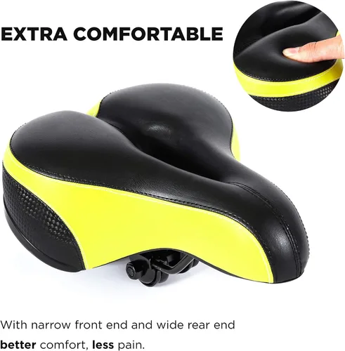 Vista 2 de EBIKELING Asiento de bicicleta de doble absorción de golpes, suave y cómodo, acolchado para hombres y mujeres, cómodo, espuma viscoelástica, ajuste