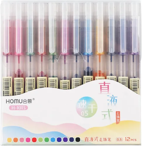 Vista 6 de 12 bolígrafos de gel de secado rápido de colores, bolígrafos de gel de agarre cómodo de 0,5 mm de punta fina, tinta de gel multicolor, bolígrafo