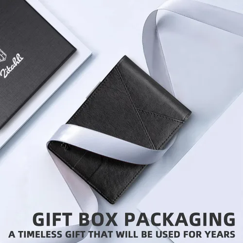 Vista 32 de Zitahli - Billeteras delgadas RFID para hombres, billetera de cuero flexible con clip de dinero, cartera minimalista con bolsillo frontal