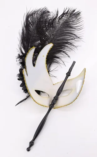 Vista 3 de Máscara de disfraz de plumas para mascarada de Halloween, Mardi Gras, máscara de fiesta de cosplay