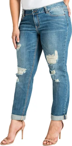 Vista 3 de Standards & Practices Pantalones de mezclilla elásticos para mujer de talla grande, Azul