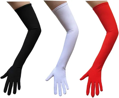 Vista 2 de SeasonsTrading Guantes de disfraz blancos (longitud de ópera) - Accesorios de disfraz de Halloween (STC12077), Blanco