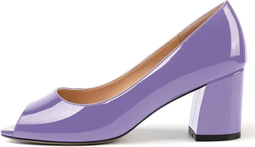 Vista 2 de Zapatos de tacón medio para mujer, sin cordones, con puntera abierta, de 2.5 pulgadas