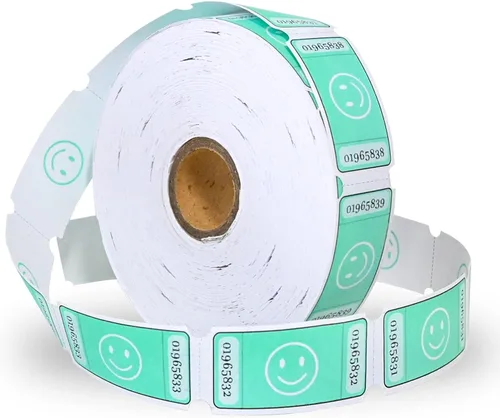 Vista 8 de L LIKED Rollo de boletos de rifa sonriente, cada boleto de 1 x 2 pulgadas, para eventos, entrada, premio de clase, premios, 1000 boletos por rollo