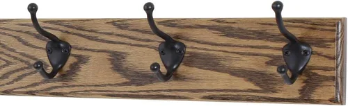 Vista 25 de PegandRail Perchero de roble con ganchos estilo sombrero y abrigo de bronce aceitado (castaño, 15 x 3.5 pulgadas con 3 ganchos)