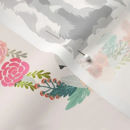 Vista 5 de Spoonflower Fabric - Inch Border Collie Black White Wreath Florals Dog Floral Dogs Collies Printed on Chiffon Fabric Fat Quarter - Sewing Fashion
