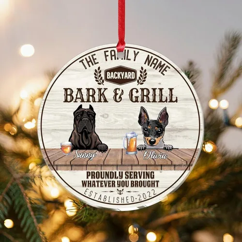 Vista 9 de SILYHEART Presa Canario & Welsh Hound Christmas Acrylic Ornaments Pet Dog Ceramic Christmas Keepsake Family Dog Name Funny Craft Hanging Ornaments