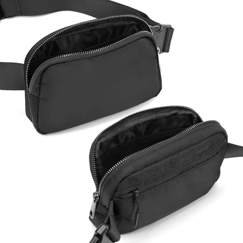 Vista 3 de ZPN Mini riñonera cruzada para mujer y hombre, Negro