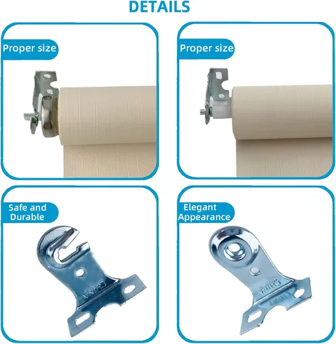 Vista 3 de 2 soportes de metal para ventana con tornillos, soporte resistente para persianas enrollables, zinc