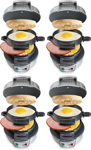 Vista 13 de Hamilton Beach Sandwichera de desayuno con anillo para cocinar huevos, ingredientes personalizados, perfecta para magdalenas inglesas, croissants