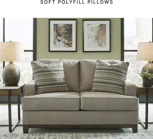 Vista 10 de Signature Design by Ashley Kaywood - Sofá biplaza moderno con almohadas decorativas, color gris