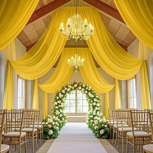 Vista 18 de Cortinas de techo verdes para cortinas de boda para techo, tela drapeada, 2 paneles de 5 x 20 pies, cortinas de tela para cortinas de arco de boda