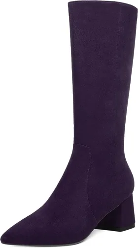 Vista 26 de MOVINSTEPS Botas de tacón bajo grueso con cremallera y puntera puntiaguda para mujer, de 2.0 in Verde militar