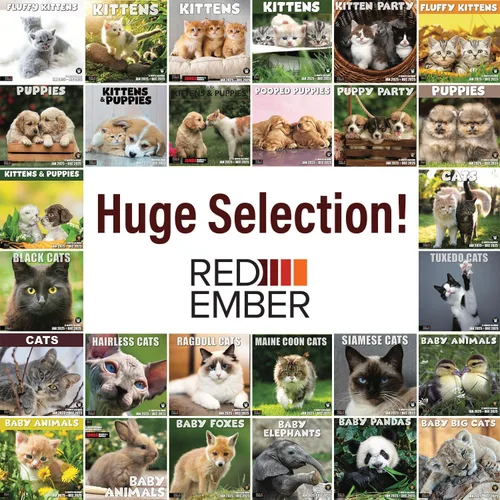 Vista 6 de RED EMBER Calendario de pared 2025 con diseño de cachorros de 12 meses, 12 x 24 pulgadas, abierto, papel grueso y resistente, para regalo