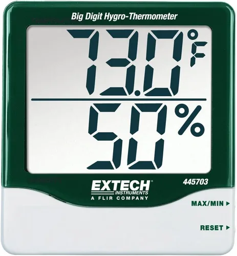 Vista 4 de Extech 445814 - Higrotermómetro de alerta de humedad con punto de rocío, monitor digital de humedad interior, alarmas visuales y audibles