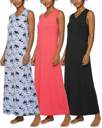 Vista 13 de Real Essentials 3 Pack: Camisón sin mangas ultrasuave para mujer, camisón de dormir en tanque (disponible en tallas extragrandes)