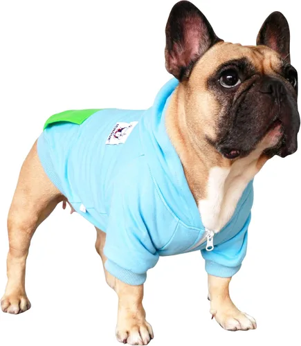 Vista 30 de 2pcs French Bulldog Pug Zipper Hoodies Clothes Black Grey - Medium Zipped Sweatshirts Cold Winter Coats Sweaters for Frenchie Boston Terrier Puppy