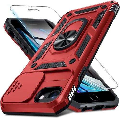 Vista 81 de Janmitta Funda para iPhone 8 Plus/7 Plus/6 Plus, Cubierta de Teléfono con Cubierta Deslizante Integrada para Lente de Cámara + Protector