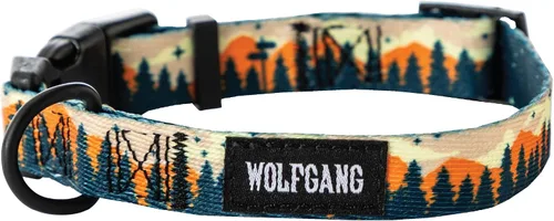 Vista 23 de Wolfgang - Collar de perro resistente y ajustable con hebilla de nailon de liberación rápida para caminar y entrenar, estampado BrookTrout, talla S