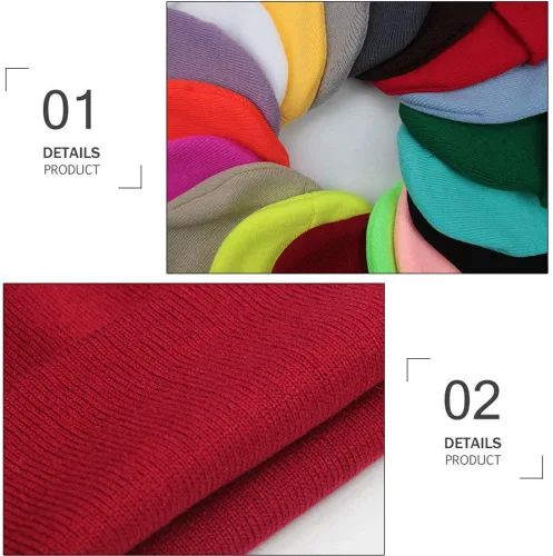 Vista 2 de Gorro de punto unisex para adultos, para hombres y mujeres, cálido y cómodo Beige