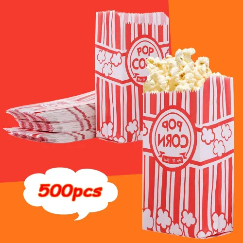 Vista 6 de 500 bolsas de papel para palomitas de maíz, bolsas pequeñas de esquina de 1 onza, porciones individuales para máquina de palomitas de maíz, fiesta