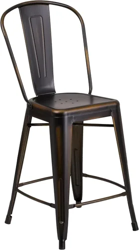 Vista 30 de Taburete de metal de interior y exterior de Flash Furniture, Metal, Plateado