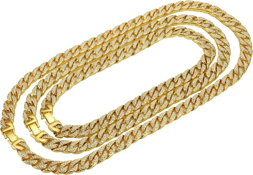 Vista 5 de putouzip Miami Cuban Link Chains For Men 121420mm 18K Gold Plated Diamond Fully Iced Out Chain Necklace