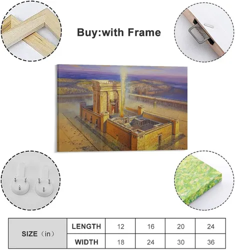 Vista 3 de Póster artístico del templo de Jerusalén, el templo de Salomón en el antiguo Israel, creencia del arte religioso, póster vintage para pared, lienzo