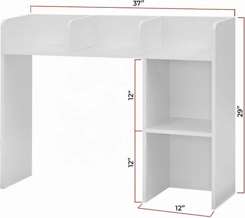Vista 2 de Estantería de escritorio clásica para dormitorio, color blanco