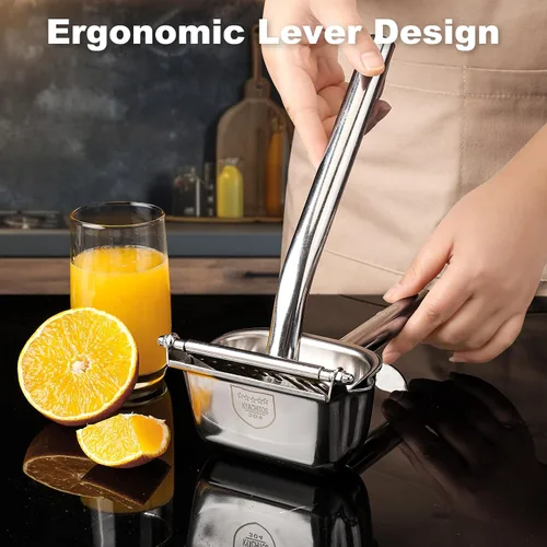 Vista 3 de Exprimidor Grande de Limón, Exprimidor de Cítricos de Acero Inoxidable 304, Exprimidor Manual Resistente para Cítricos, Naranja, Limón y Otras Frutas