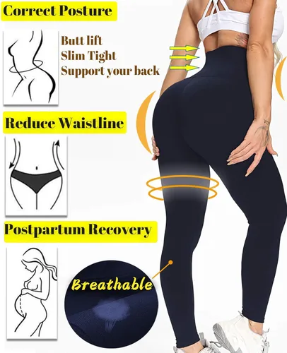Vista 5 de CROSS1946 Leggings de entrenamiento de cintura para mujer cintura alta levantamiento de glúteos pantalones de yoga con control de abdomen
