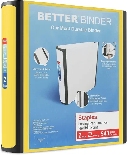 Vista 83 de Carpeta con anillos en forma de "D" de 1 pulgada para mejor visualización Staples, Negro