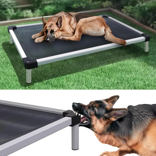 Vista 13 de FXW TitanNest Cama Elevada para Perros a Prueba de Masticación, Catre Elevado para Uso Interior/Exterior/Camping, Cama Refrescante para Mascotas
