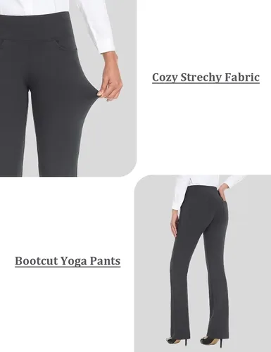 Vista 9 de Safort Pantalones de yoga con entrepierna de 28" 30" 32" 34"más amplios en la parte inferior para botas altas, 4 bolsillos, UPF50+