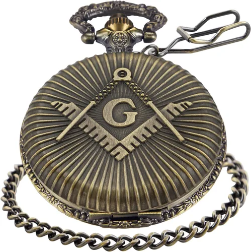 Vista 2 de Bronze G Quartz Pocket Watch for Men, Men's Quartz Pocket Watch with Chain Anime-G