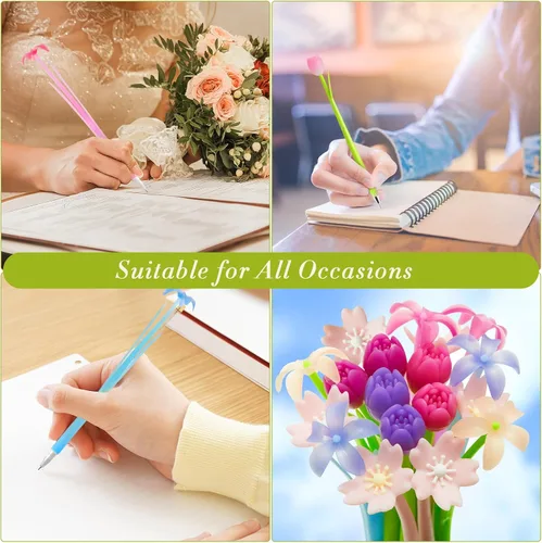 Vista 6 de Tenare 18 bolígrafos de flores que cambian de color, bolígrafos de tinta de gel coloridos, bolígrafos de rosa para la escuela, hogar, oficina